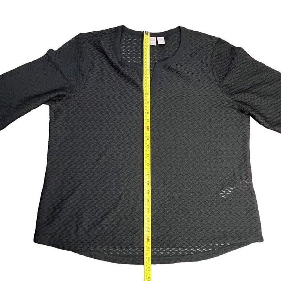 Chico's Women Top Quarter Sleeve Black Small V Neckline Open Knit Black XL Chico - Picture 8 of 11